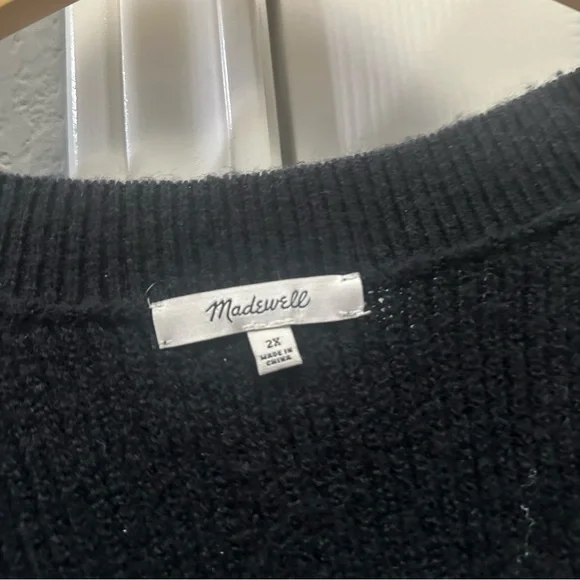 Madewell plus square neck pullover black sweater coziest yarn size 2X - Picture 4 of 7